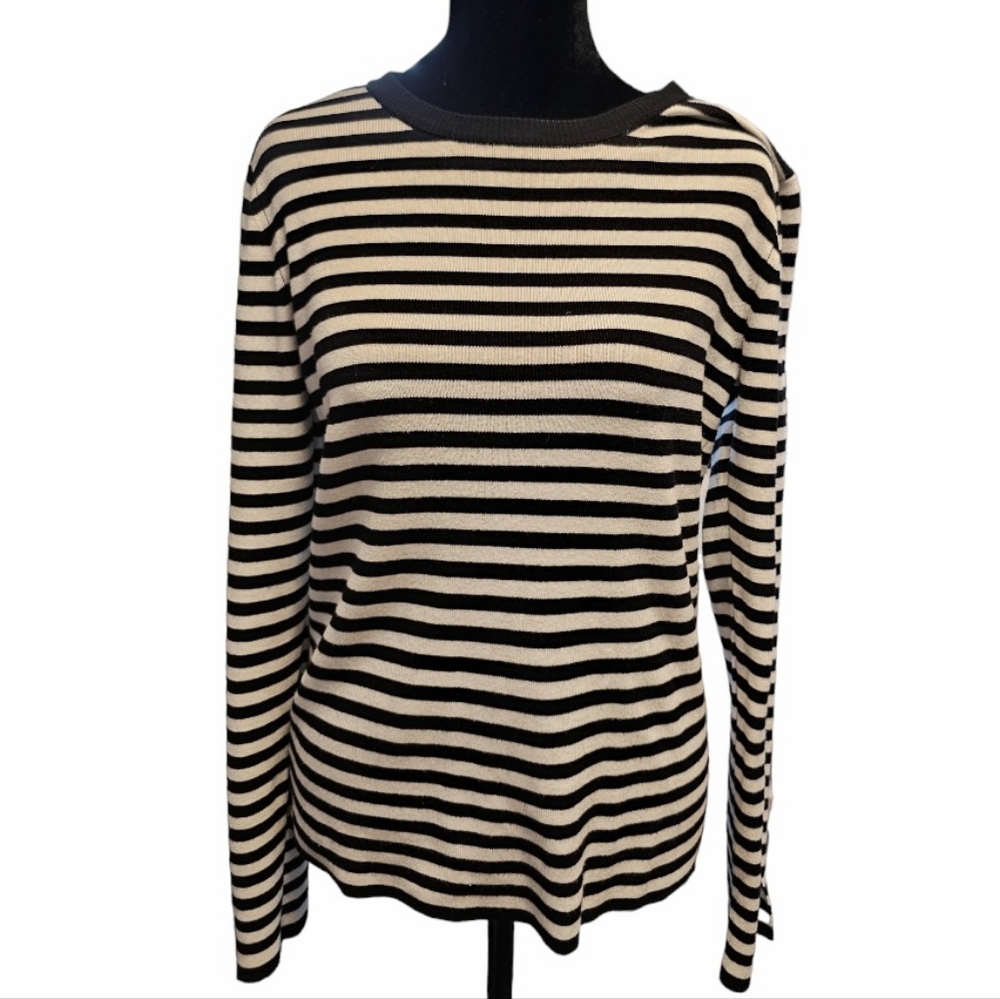 Philosophy Republic Clothing Black and White Striped Sweater Size Large